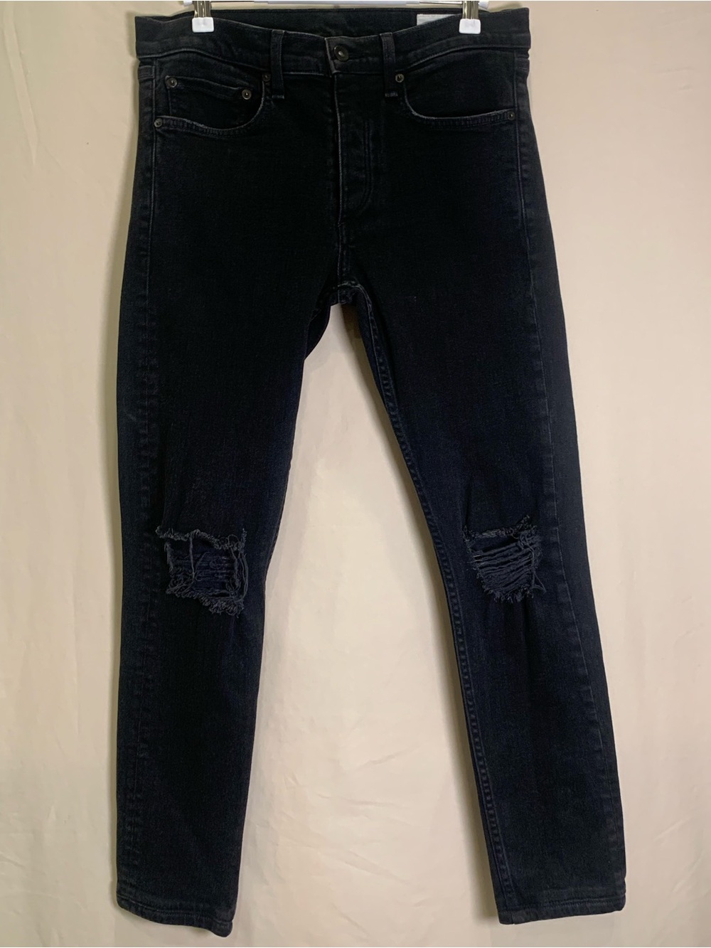 Rag & Bone Fit 1 Extra Slim Jeans Size 31 Black Distressed